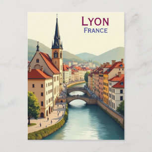 Lyon Frankreich Kunst Vintage-Reiseillustration Postkarte