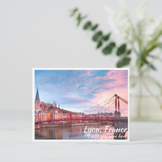 Lyon Frankreich mit Bridge Postcard Postkarte (Stehend Vorderseite)