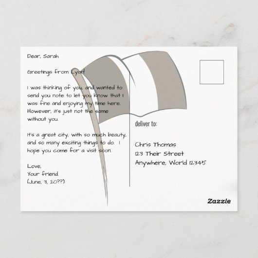 Lyon Frankreich mit Statue Postkarte (Rückseite)