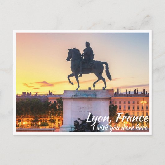 Lyon Frankreich mit Statue Postkarte (Vorderseite)