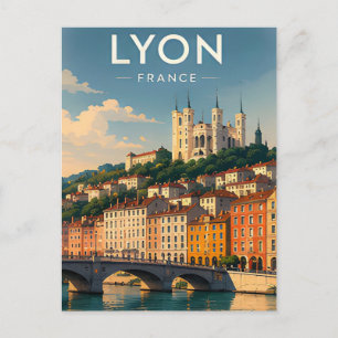 Lyon Frankreich Reise Flussufer Geschenk Postkarte