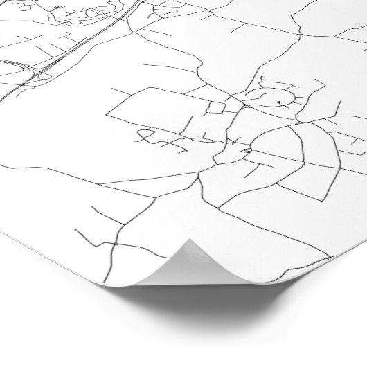 Lyon, Frankreich (schwarz auf weiß) Poster (Ecke)