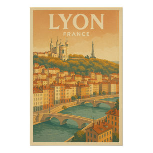 Lyon — Frankreich Vintage-Reise Poster