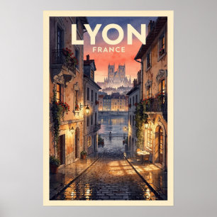 Lyon Frankreich Vintage-Reise Poster
