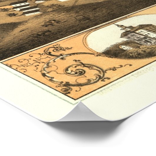 Lyon, IA Panoramablick - 1868 Poster (Ecke)