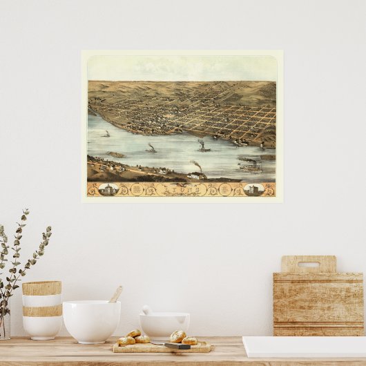 Lyon, IA Panoramablick - 1868 Poster (Küche)