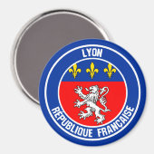 Lyon Round Emblem Magnet (Vorderseite/Rückseite)