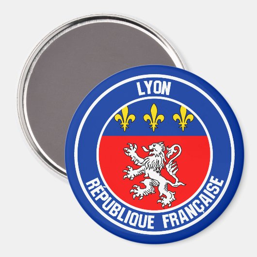 Lyon Round Emblem Magnet (Vorderseite/Rückseite)