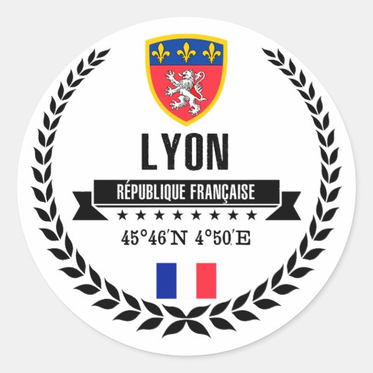Lyon Runder Aufkleber (Vorderseite)