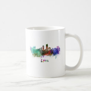 Lyon skyline im Watercolor Kaffeetasse