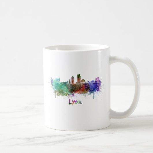 Lyon skyline im Watercolor Kaffeetasse (Rechts)