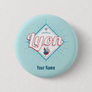 Lyon Stadt Frankreich Retro-Hahn Vintage-Souvenir Button