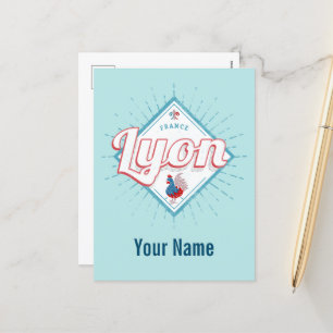 Lyon Stadt Frankreich Retro-Hahn Vintage-Souvenir Feiertagspostkarte