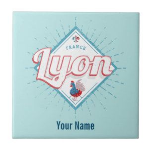 Lyon Stadt Frankreich Retro-Hahn Vintages Andenken Fliese