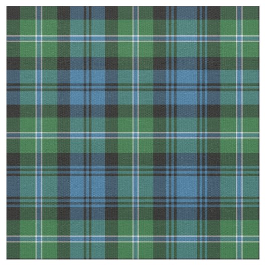 Lyon Tartan Muster Blau und Grün Irisch Kariert Stoff (Nahaufnahme)