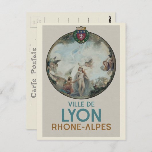 Lyon Vintag painting Frankreich Postkarte (Vorne/Hinten)