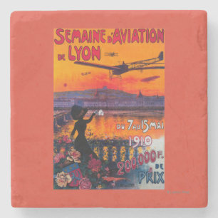 Lyon Vintage Poster der Aviationswoche Steinuntersetzer