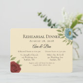 Lyons Blue & Dark Red Peony Probe Dinner Einladung (Stehend Vorderseite)