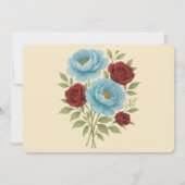 Lyons Blue & Dark Red Peony Probe Dinner Einladung (Rückseite)