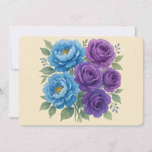 Lyons Blue & Fig Lila Peony Probe Dinner Einladung (Rückseite)