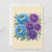 Lyons Blue Peony & Fig Lila Rose Hochzeit Einladung (Rückseite)