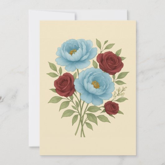 Lyons Blue Peony & Rote Rosen Einladung (Rückseite)