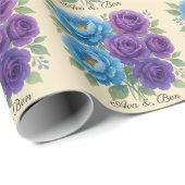 Lyons Blue Peony und Fig Lila Rose Hochzeit Geschenkpapier (Rolleneckpunkt)