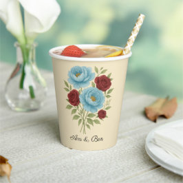 Lyons Blue Peony und Fig Lila Rose Hochzeit Pappbecher