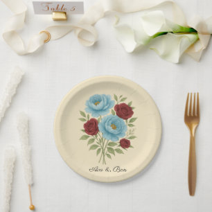 Lyons Blue Peony und Fig Lila Rose Hochzeit Pappteller