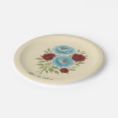 Lyons Blue Peony und Fig Lila Rose Hochzeit Pappteller (Schrägansicht)