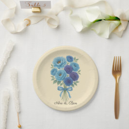 Lyons Blue Peony und Fig Lila Rose Hochzeit Pappteller