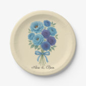 Lyons Blue Peony und Fig Lila Rose Hochzeit Pappteller (Vorderseite)