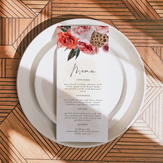 LYRA Bohemisch Fall Floral Dinner Menu Cards Menükarte
