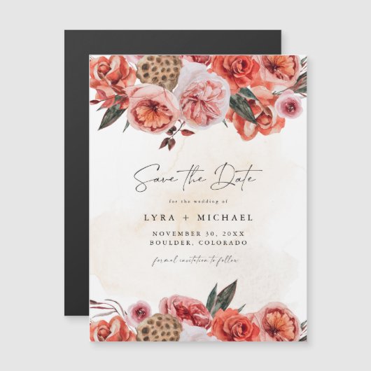 LYRA Bohemischer Fall Floral Speichern Sie das Dat Magnetkarte (Vorne/Hinten)