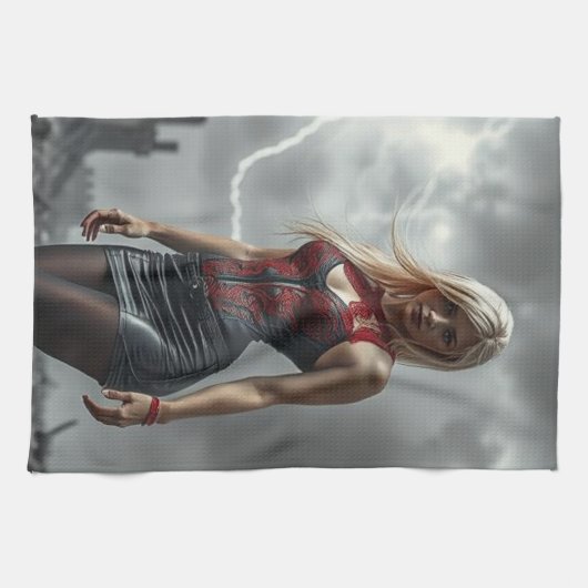 Lyra, Tochter des Blitzes Geschirrtuch (Horizontal)