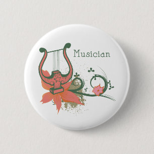 Lyre Musician Button