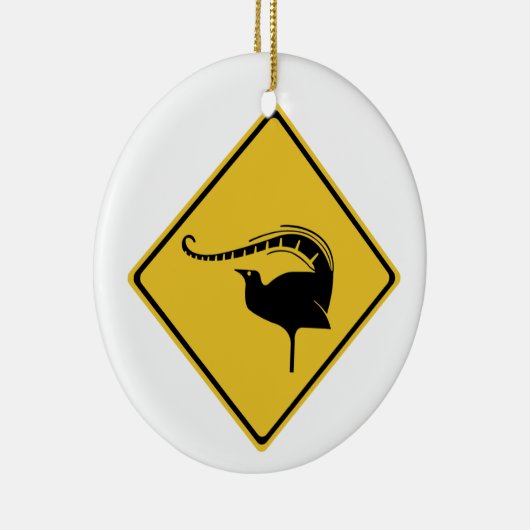 Lyrebird-Überfahrt, handeln Warnzeichen, Keramik Ornament (Rechts)