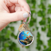 Lyretail anthias auf Korallenriff Schlüsselanhänger (Hand)