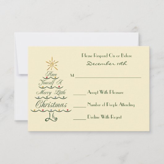 Lyrical Christmas Tree RSVP Card Karte (Vorderseite)