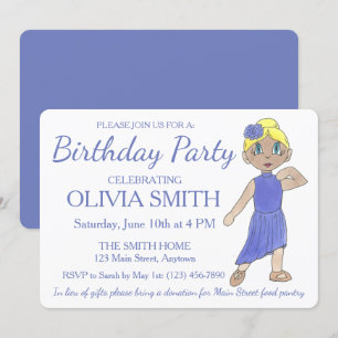 Lyrical Modern Dancer Lila Dance Birthday Party Einladung
