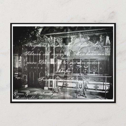 Lyrik Gedicht Juwelenzimmer Dresden Grünes Gewölbe Postkarte (Vorderseite)