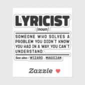 Lyriker Noun Definition Song Writer Humorer Witz Aufkleber (Blatt)