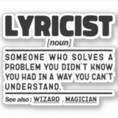 Lyriker Noun Definition Song Writer Humorer Witz Aufkleber (Vorderseite)