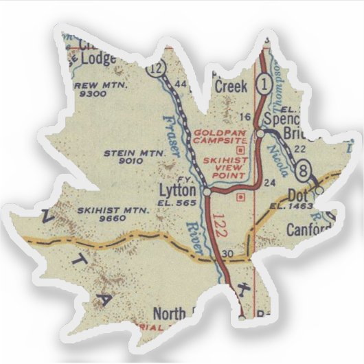 Lytton BC Map Aufkleber (Vorderseite)
