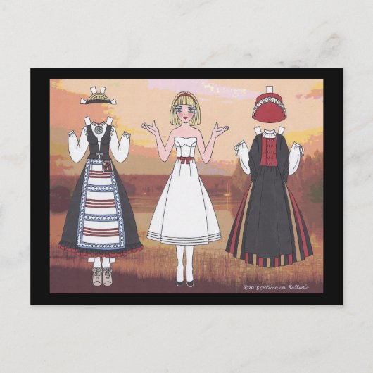 Lyyli of Finland Paper Doll Postcard Postkarte (Vorderseite)