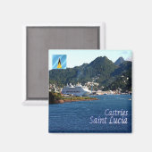 LZ010 CASTRIES, Panorama, Saint Lucia, Kühlschrank Magnet (Vorderseite/Rückseite)