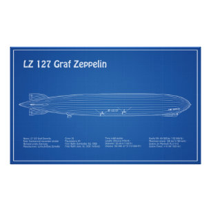 LZ 127 Graf Zeppelin - Airship Blueprint Plans AD Fotodruck