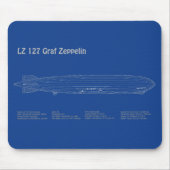 LZ 127 Graf Zeppelin - Airship Blueprint Plans AD Mousepad (Vorne)