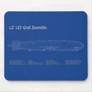 LZ 127 Graf Zeppelin - Airship Blueprint Plans AD Mousepad