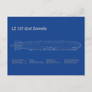 LZ 127 Graf Zeppelin - Airship Blueprint Plans AD Postkarte
